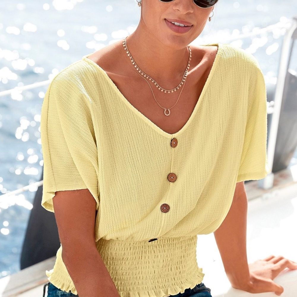 Yellow Button-Down Blouse
